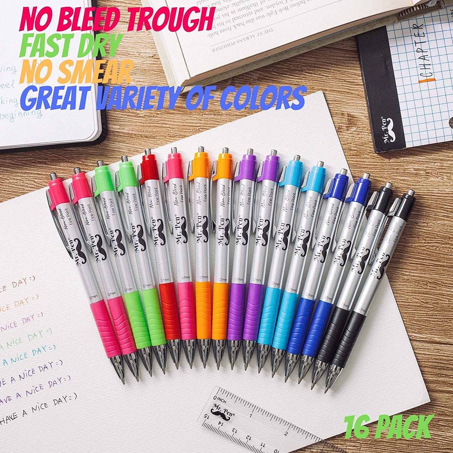Mr. Pen- Pens, Bible Pens, 16 Pack, Colored Pens, Pens for Journaling,  Bible Pens No Bleed Through, Pens Fine Point, Colorful Pens, Journal Pens,  Fine Tip, Ink Pens, Planner Pens, Color Pens 